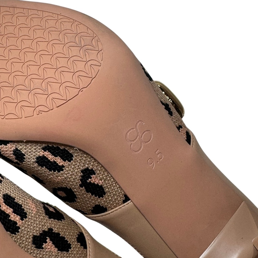 Leopard Knit Pointed Mule with Buckle Detail - Tan/Black - Picture 8 of 8